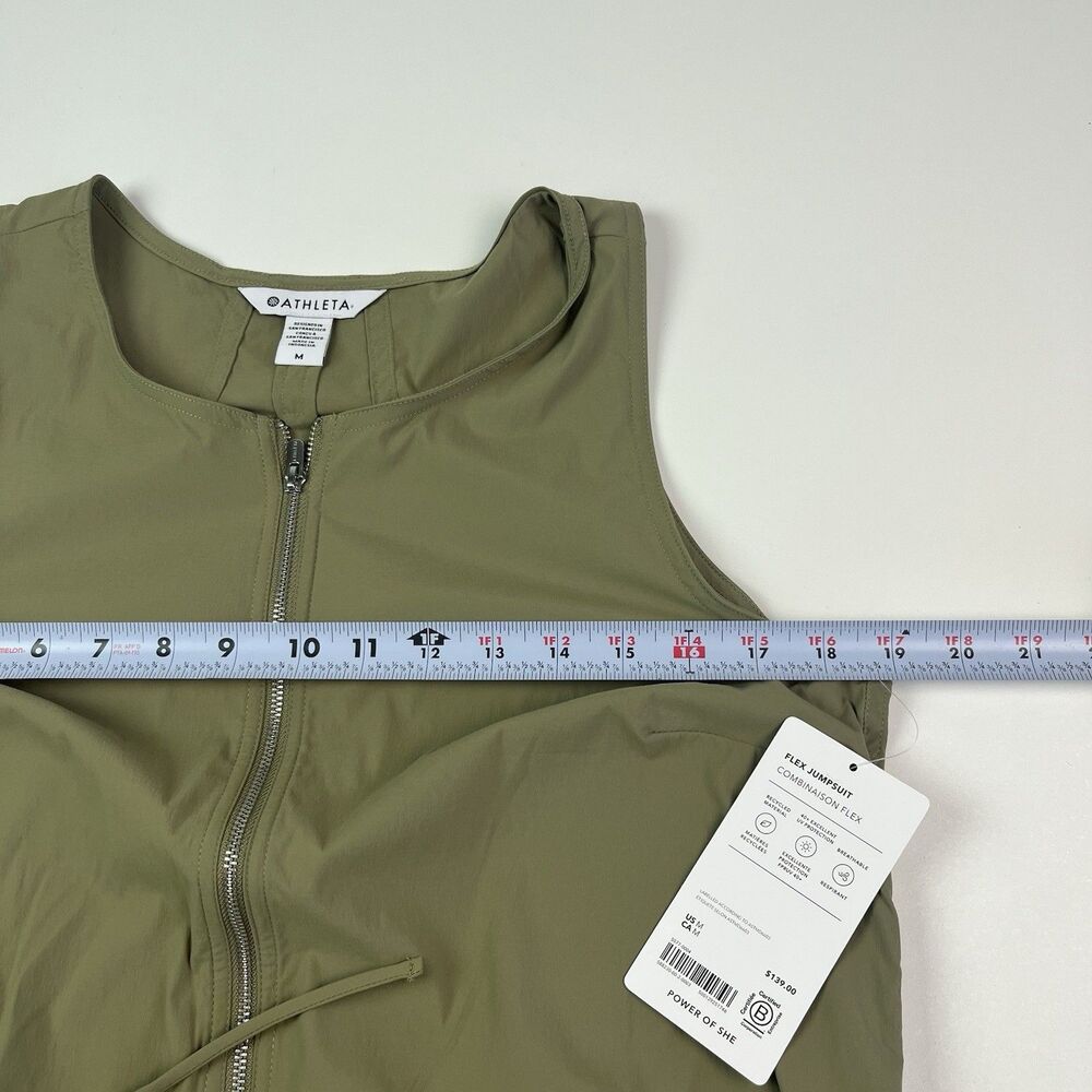 Athleta Flex Jumpsuit size M Olive Zip Up Utility Athleisure Travel Sport Romper - Picture 8 of 14